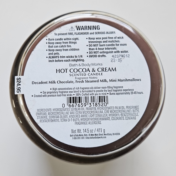 NWT Bath & Body Works Hot Cocoa & Cream Candle with Gold Lid - Picture 8 of 12